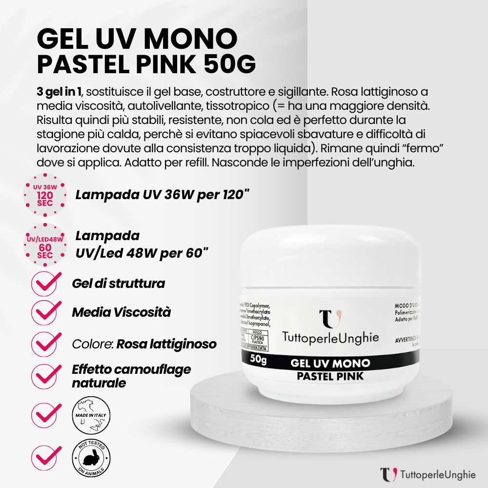 Gel UV Mono Pastel Pink 50g