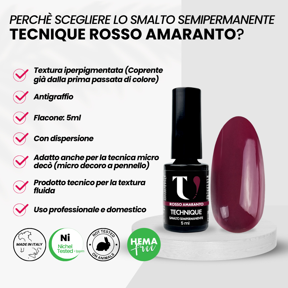 Smalto Semipermanente Rosso Amaranto 5ml