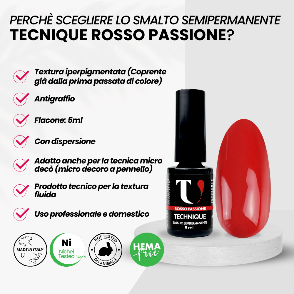 Smalto Semipermanente Rosso Passione 5ml