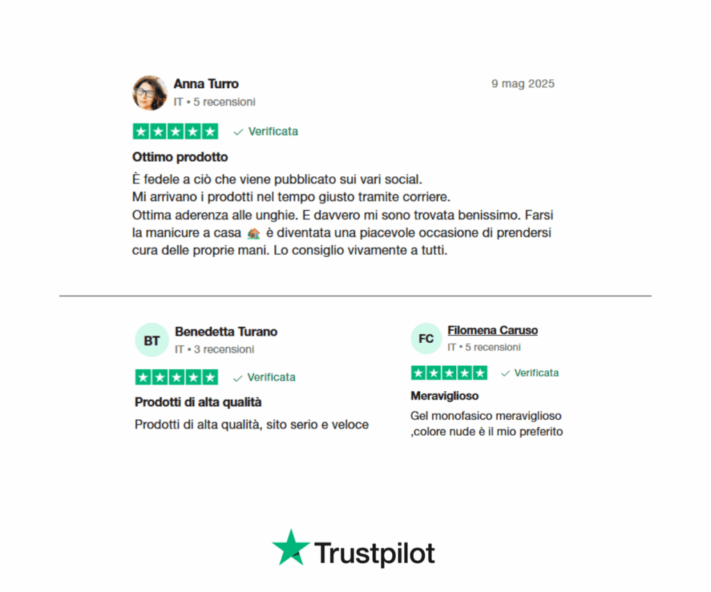 Esempi di recensioni su TuttoperleUnghie
